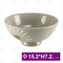 三島花6吋羅紋碗-Φ15.2xH7.2cm