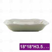三島花7.5吋荷口四方盤-18x18xH3.5cm