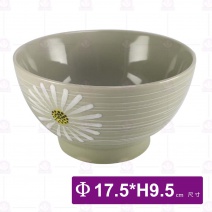 三島花7吋高腳碗-Φ17.5xH9.5cm