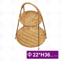【菊川本味】圓形仿藤提籃-二層(淺)-Φ22xH36cm