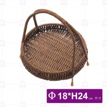 【菊川本味】圓形仿藤提籃-單層(深)-Φ18xH24cm