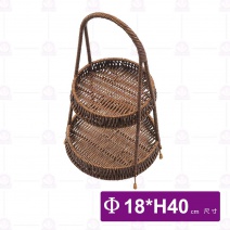 【菊川本味】圓形仿藤提籃-二層(深)-Φ18xH40cm