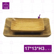 【菊川本味】櫻桃木盤(長方凹邊有腳)-17x13xH3cm