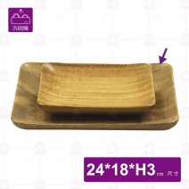 【菊川本味】櫻桃木盤(長方凹邊有腳)-24x18xH3cm