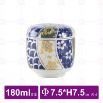日風茶碗蒸(附蓋)(青白)-Φ7.5xH7.5cm