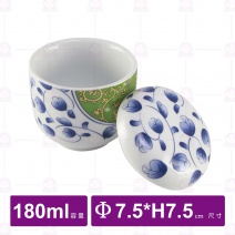 日風茶碗蒸(附蓋)(春色碧藤)-Φ7.5xH7.5cm