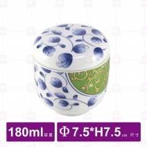 日風茶碗蒸(附蓋)(春色碧藤)-Φ7.5xH7.5cm
