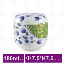 日風茶碗蒸(附蓋)(春色碧藤)-Φ7.5xH7.5cm