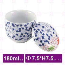 日風茶碗蒸(附蓋)(春櫻秋楓)-Φ7.5xH7.5cm