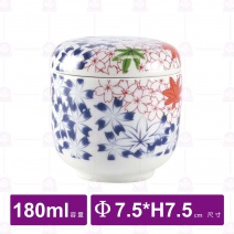 日風茶碗蒸(附蓋)(春櫻秋楓)-Φ7.5xH7.5cm