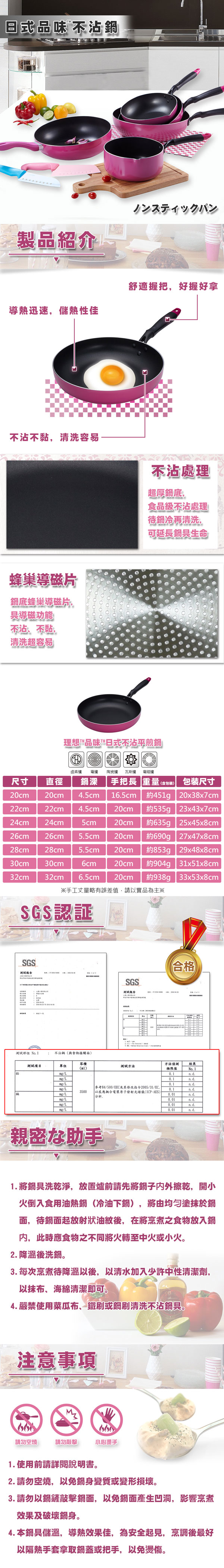 平底鍋 煎鍋 不沾鍋 理想牌