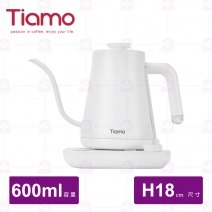 【Tiamo】電子溫控細口壺 600ml 110V-白 (KS06T01)