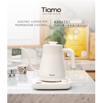 【Tiamo】電子溫控細口壺 600ml 110V-白 (KS06T01)