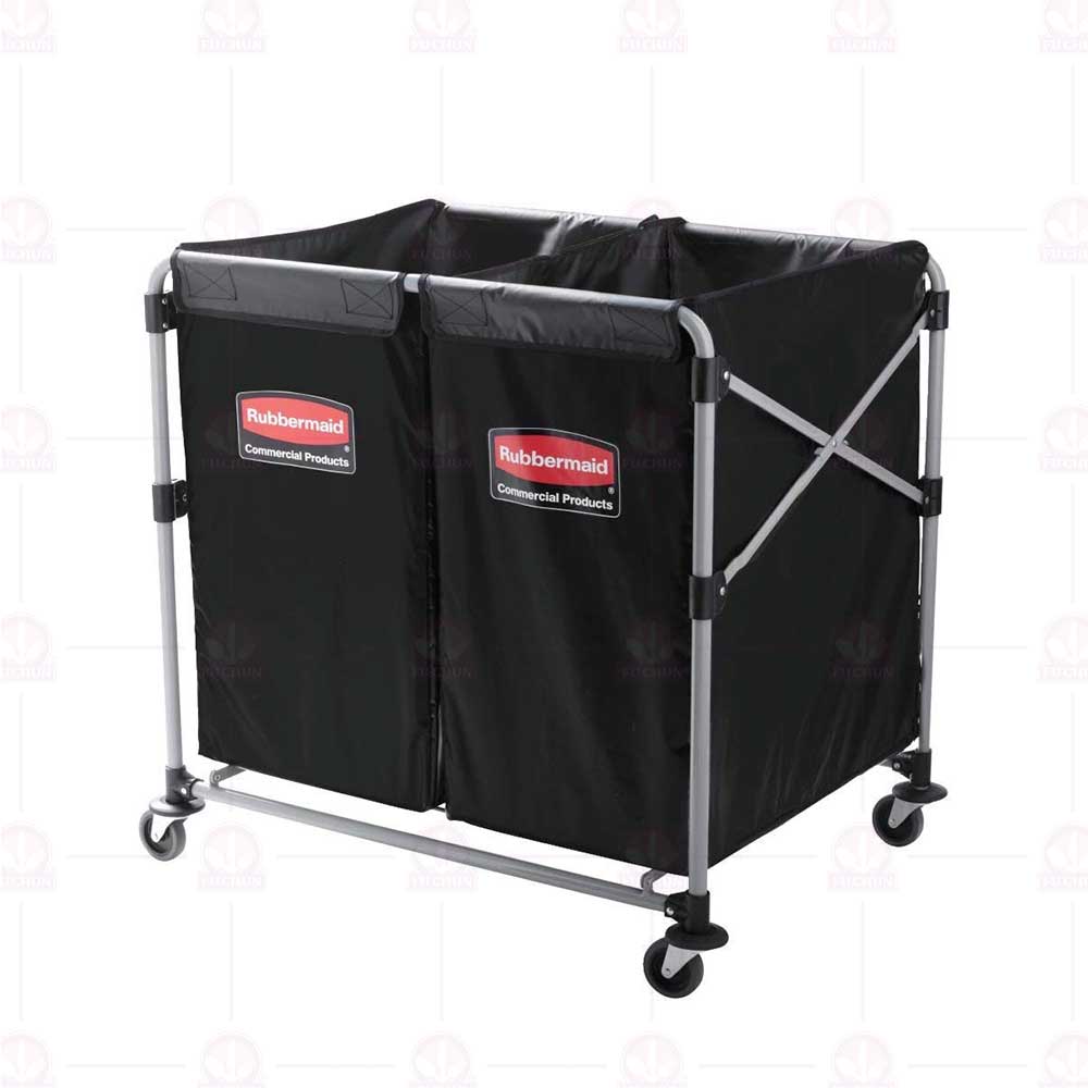 【美國Rubbermaid】雙格X型摺疊推車 95.3*61.2*86.4cm