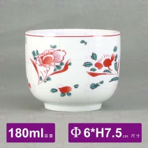日風茶杯(赤紅花)-Φ6xH7.5cm