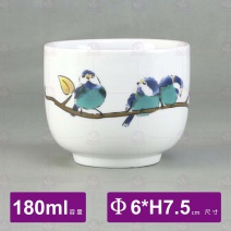 日風茶杯(山雀)-Φ6xH7.5cm
