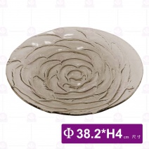 窯燒玻璃玫瑰圓盤(咖啡色)-Φ38.2xH4cm