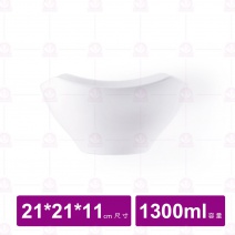 【台灣美耐】JW4609陶面四角深碗 白  (3入/盒)