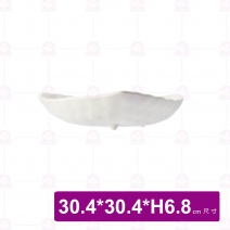 【台灣美耐】JW7012陶面波紋三角盤 白  (3入/盒)
