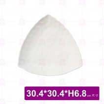 【台灣美耐】JW7012陶面波紋三角盤 白  (3入/盒)