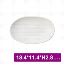【台灣美耐】JW7307陶面橢圓線型盤 白   (12入/盒)