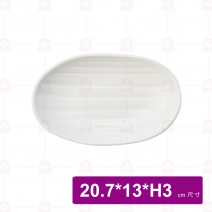 【台灣美耐】JW7308 陶面橢圓線型盤 白 (12入/盒)