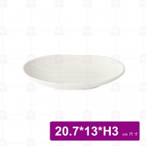 【台灣美耐】JW7308 陶面橢圓線型盤 白 (12入/盒)