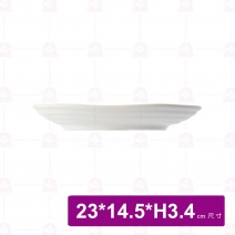 【台灣美耐】JW7309 陶面橢圓線型盤 白 (12入/盒)