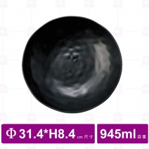 【台灣美耐】JW1012 陶面波紋水皿 黑 (3入/盒)