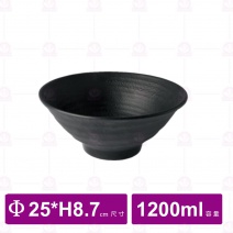 【台灣美耐】JW1010陶面日式拉麵碗  黑 (6入/盒)