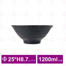 【台灣美耐】JW1010陶面日式拉麵碗  黑 (6入/盒)