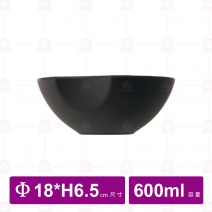 【台灣美耐】A1310陶面圓缽黑   18x6.5cm(6入/盒)