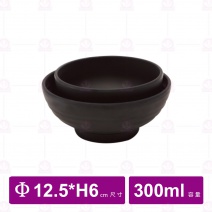 【台灣美耐】A1205 陶面湯碗 黑  12.5x6cm(6入/盒)