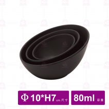 【台灣美耐】A1404 陶面斜口碗  黑   10x7cm(6入/盒)