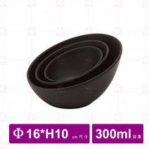 【台灣美耐】A1406 陶面斜口碗 黑   16x10cm(6入/盒)