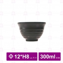 【台灣美耐】A31 陶面飯碗 黑   12x8cm(24入/盒)