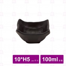 【台灣美耐】A69 陶面四角深盤 黑   10x5cm(6入/盒)