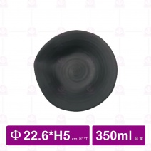 【台灣美耐】A7409 陶面不規則圓盤黑22.5x5cm(6入/盒)