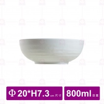 【台灣美耐】JW1408 陶面圓碗-白色  (6入/盒)