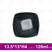 【台灣美耐】A52005 陶面四方造型碟 黑色 (12入/盒)