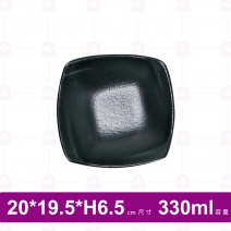 【台灣美耐】A52007 陶面四方造型碟 黑色 (6入/盒)