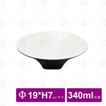 【台灣美耐】K4607 造型圓碗桃山內白外黑  (6入/盒)