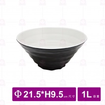 【台灣美耐】K7408 螺紋湯碗 桃山 內白外黑  (6入/盒)