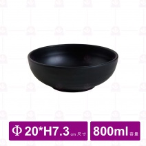 【台灣美耐】JW1408 陶面圓碗-黑色 (6入/盒)