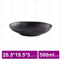 【台灣美耐】JW45010 陶面橢圓皿 黑色 (6入/盒)