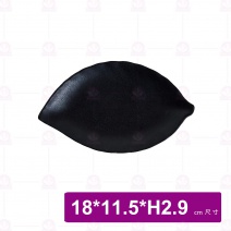 【台灣美耐】A46007 陶面葉形盤黑色 (12入/盒)