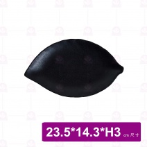 【台灣美耐】A46009 陶面葉形盤黑   (12入/盒)