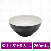 【台灣美耐】K11005 旋型圓碗桃山內白外黑(18入/盒)