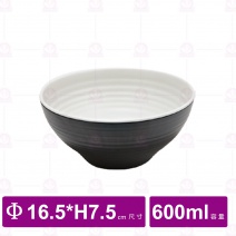 【台灣美耐】K11007 旋型圓碗 山 內白外黑 (10入/盒)