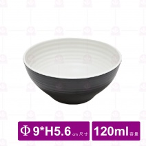 【台灣美耐】K33 旋型圓碗桃山內白外黑(10入/盒)